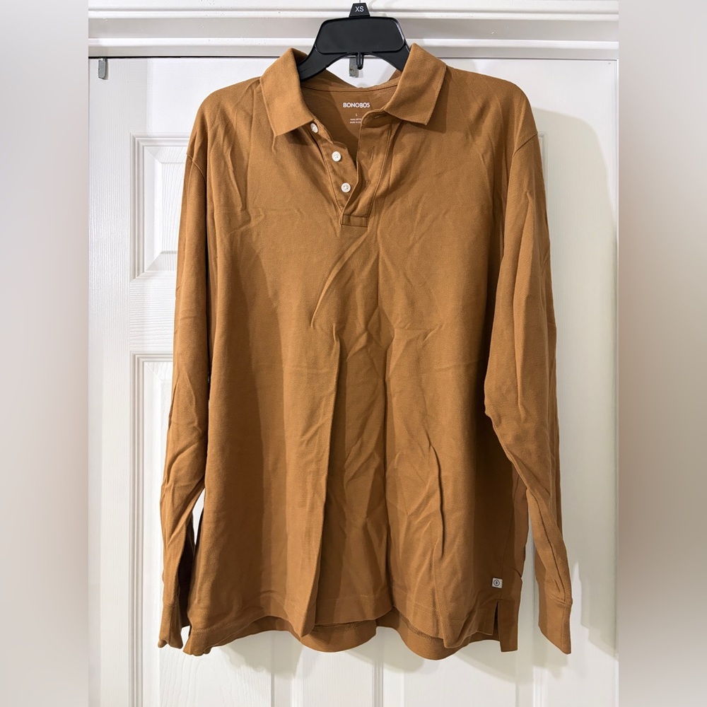 Bonobos Men's Long-Sleeve Polo Shirt in Camel